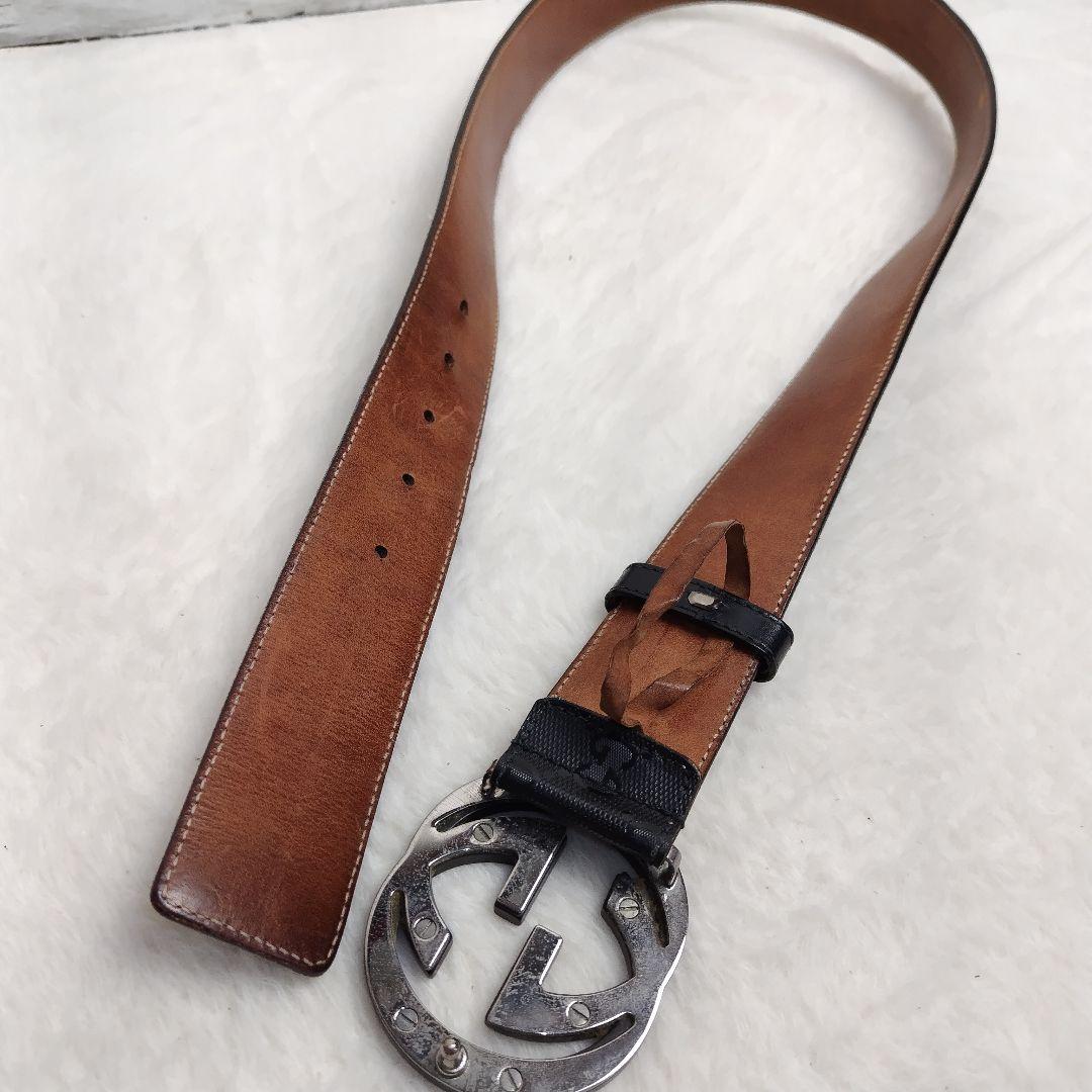 ✨美品✨GUCCI グッチ ベルト インターロッキング GG デカロゴ 黒