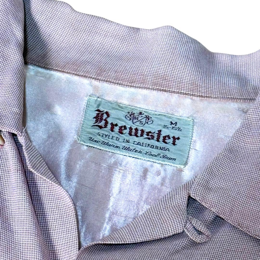 50s レーヨン開襟シャツ ピンク ロカビリー vintage