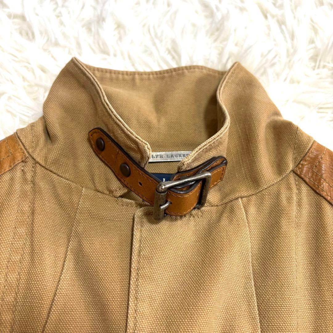【美品】ラルフローレン コットン レザー切替 ジャケット サファリジャケット