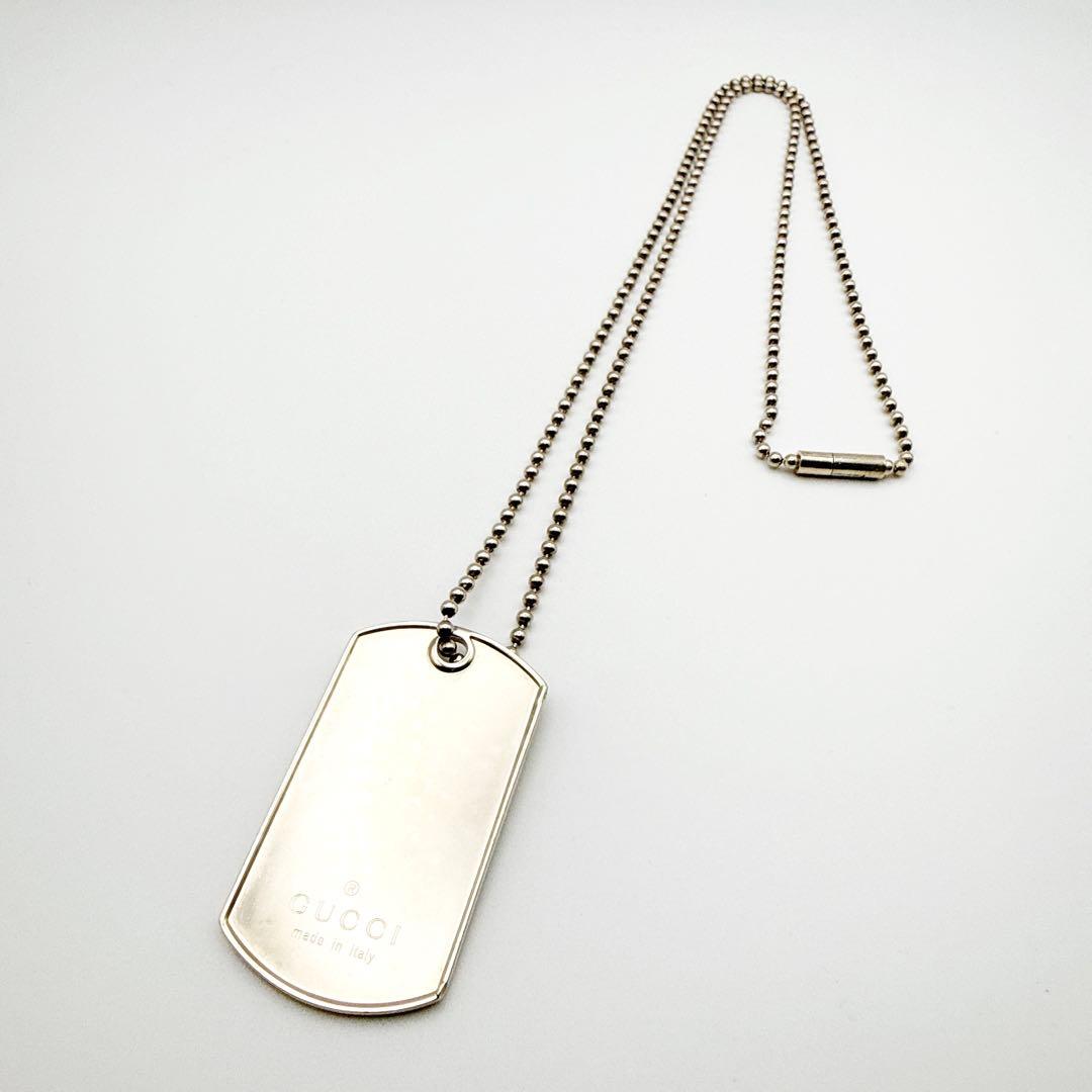 2905-4 人気✨ GUCCI ネックレス ドックタグ　GG ロゴ 希少