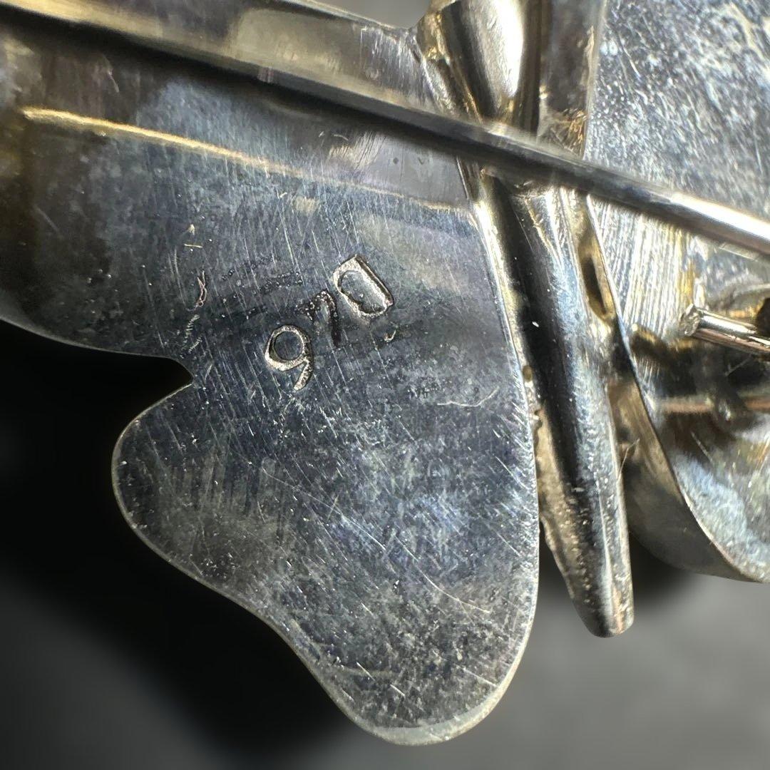 猫　ペンギン　蝶　シルバー970 ラピス　マラカイト　ブローチ他　2way