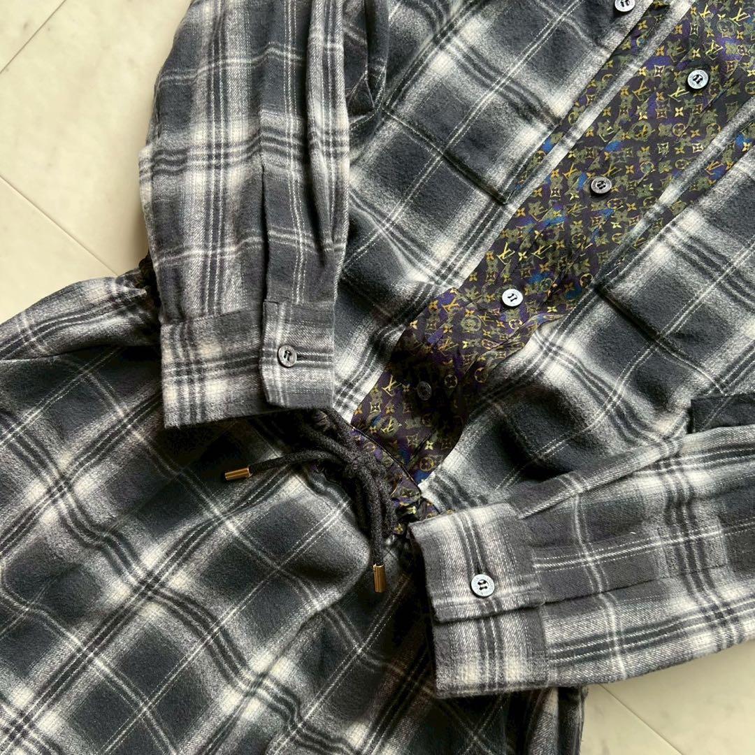 LOUIS VUITTON チェック モノグラム ウエスト絞り シャツワンピース