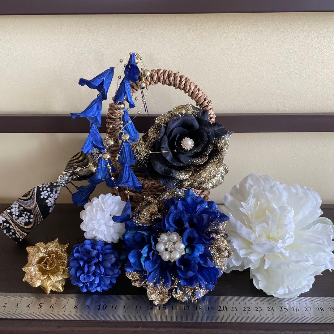 青　和装髪飾り　成人式髪飾り　振袖髪飾り　色打掛髪飾り　結婚式髪飾り　着物髪飾り