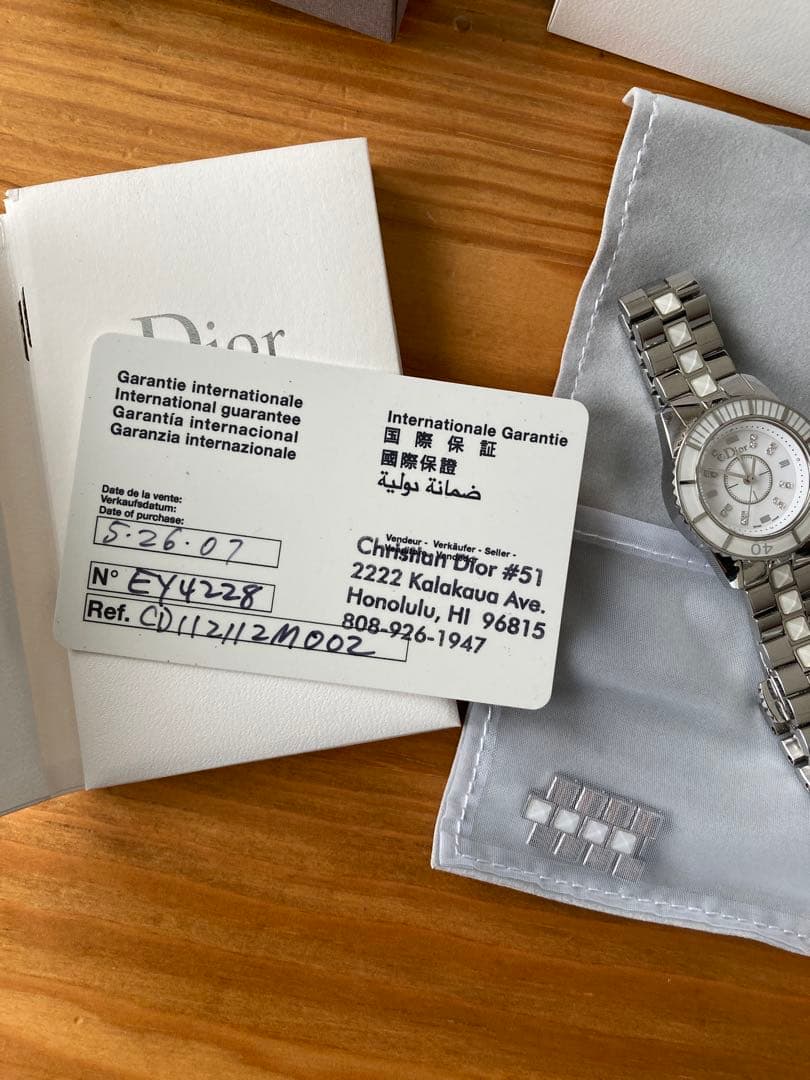 ディオール Dior CD112112 クリスタル ダイヤモンド クォーツ稼動品