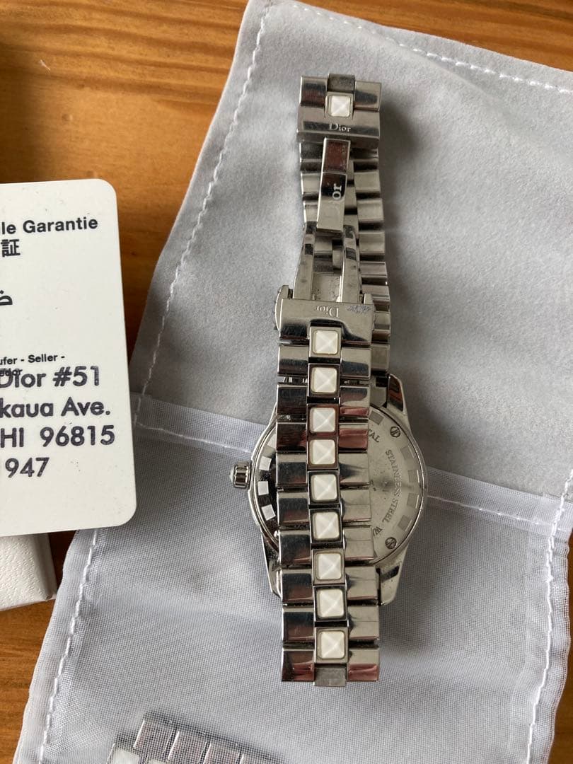 ディオール Dior CD112112 クリスタル ダイヤモンド クォーツ稼動品