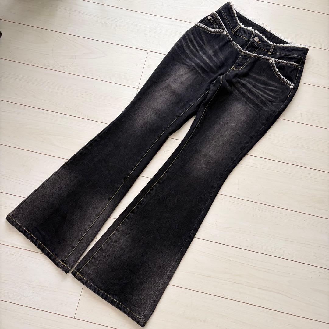 パンツ Andwang silent(and) lace denim pants M