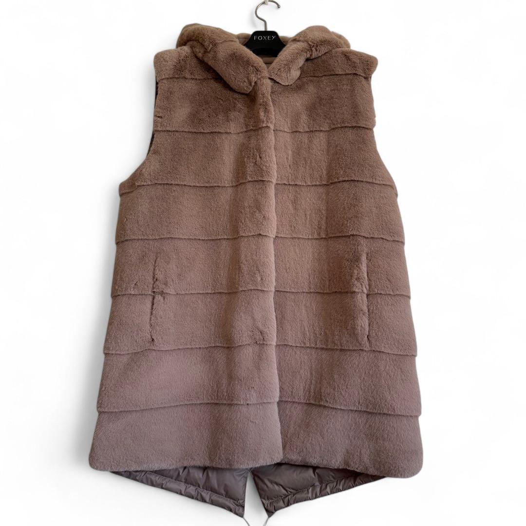 未使用 LOU ANDREA ふわふわファーダウンベスト リバーシブル