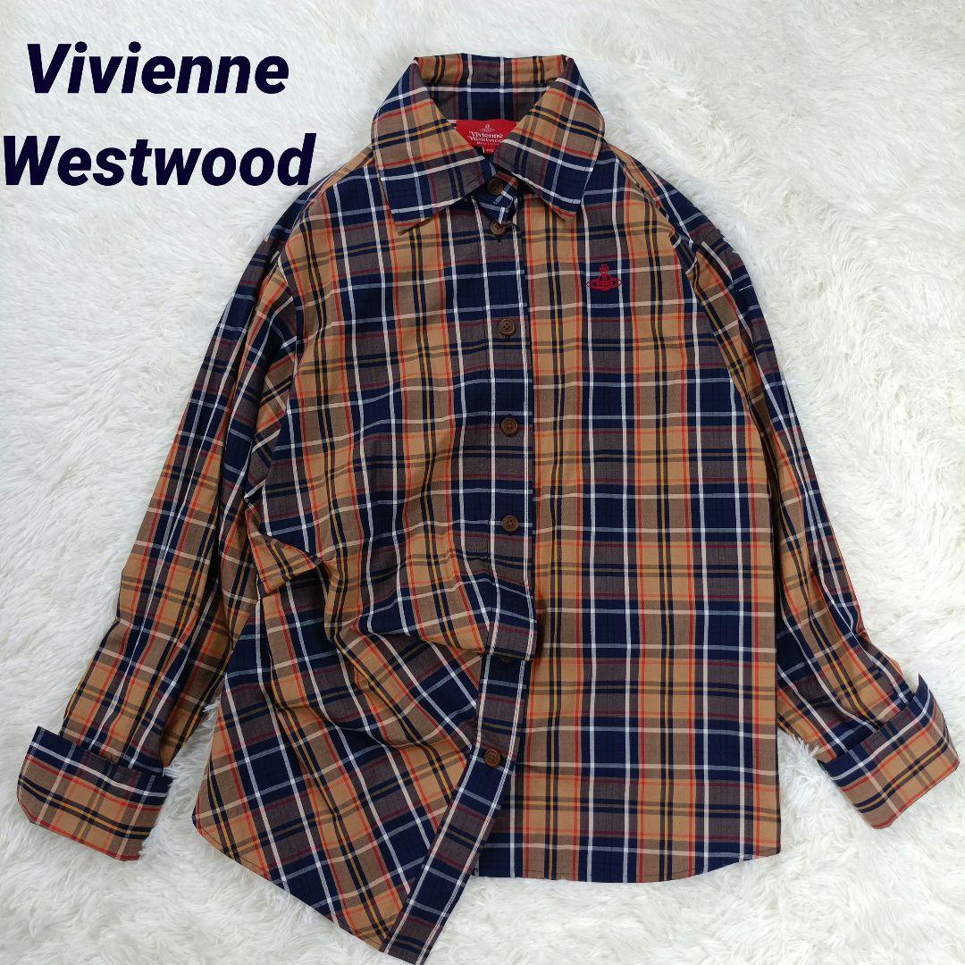極美品✨ヴィヴィアンウエストウッド現行　変形シャツ　オーブ刺繍　アシメ　チェック