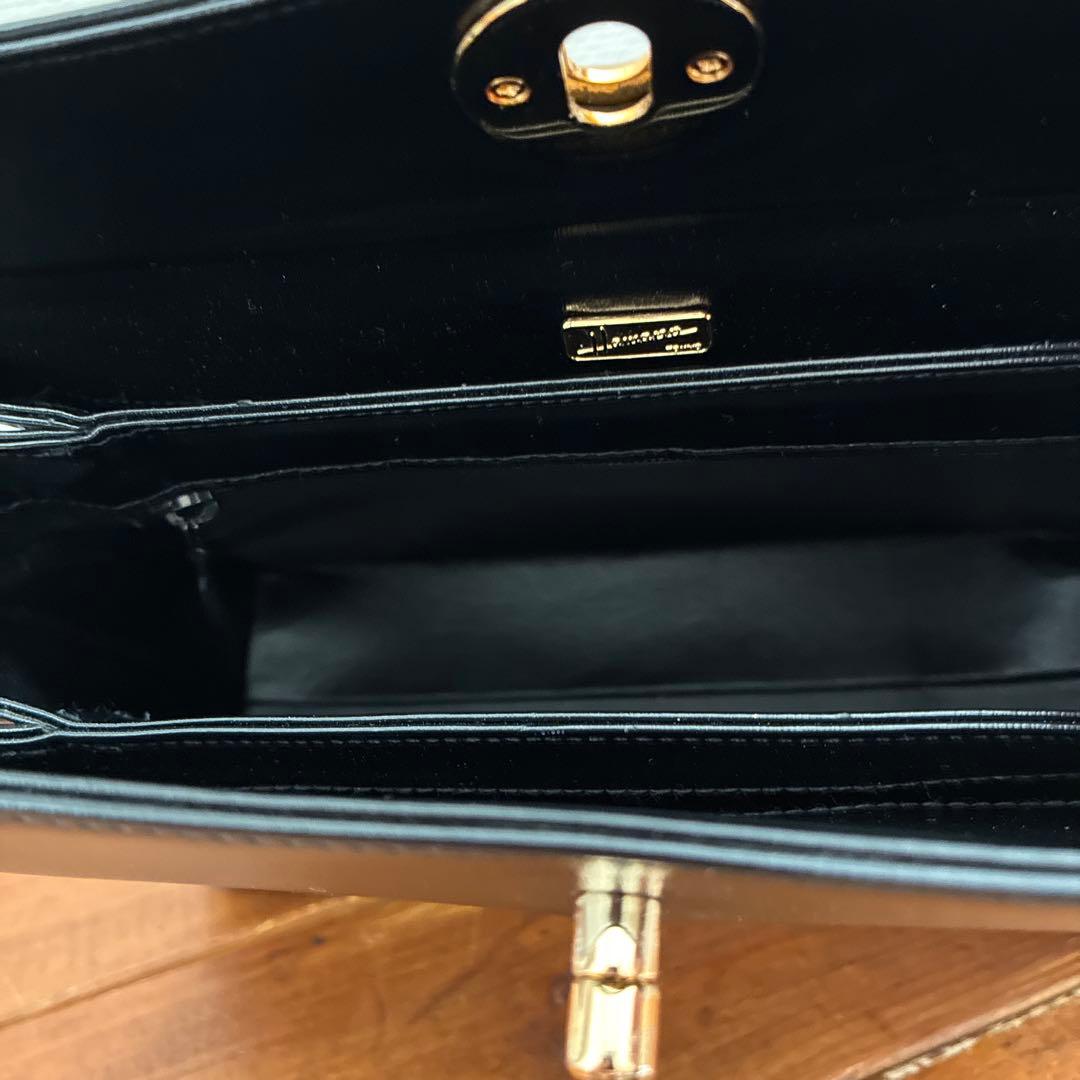 【美品】濱野皮革工藝 hamano 冠婚葬祭　フォーマルバッグ 黒　レザー