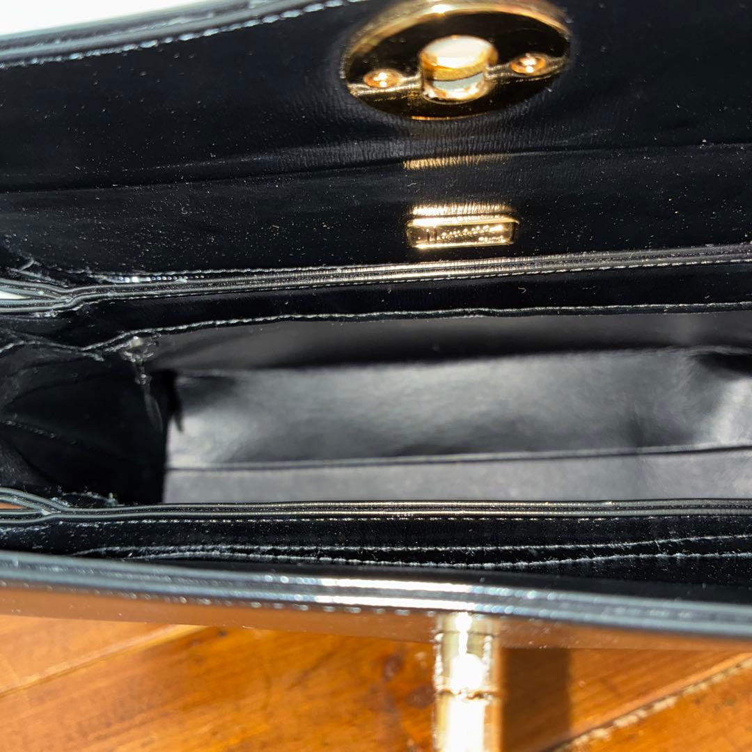 【美品】濱野皮革工藝 hamano 冠婚葬祭　フォーマルバッグ 黒　レザー