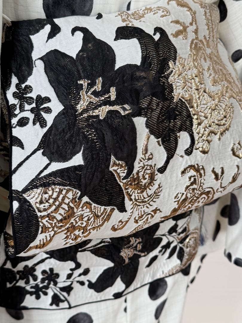 大人兵児帯【グリーンリリアルプ】【ブラックリリー】のセット