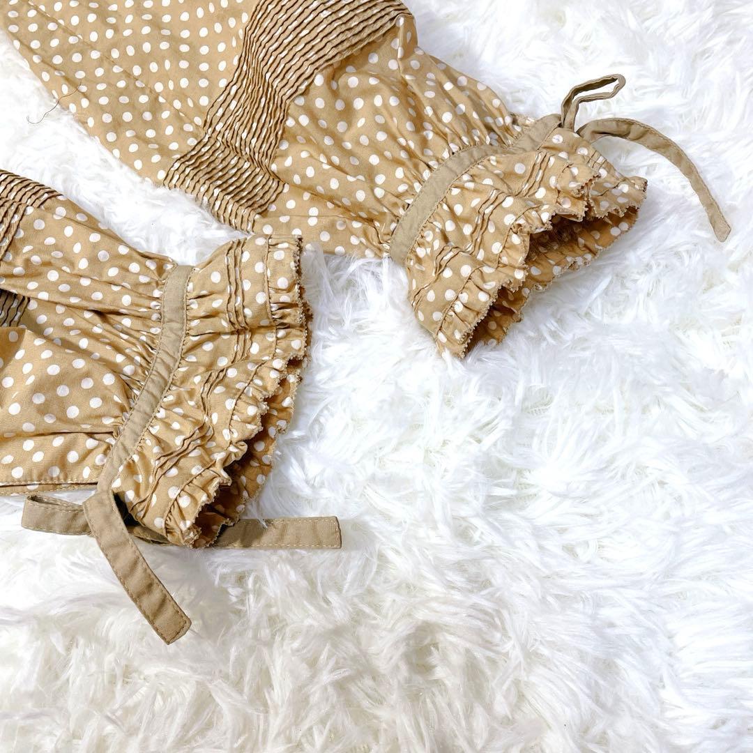 ピンクハウス フリルいっぱい　オーバーブラウス　ベージュ　ドット