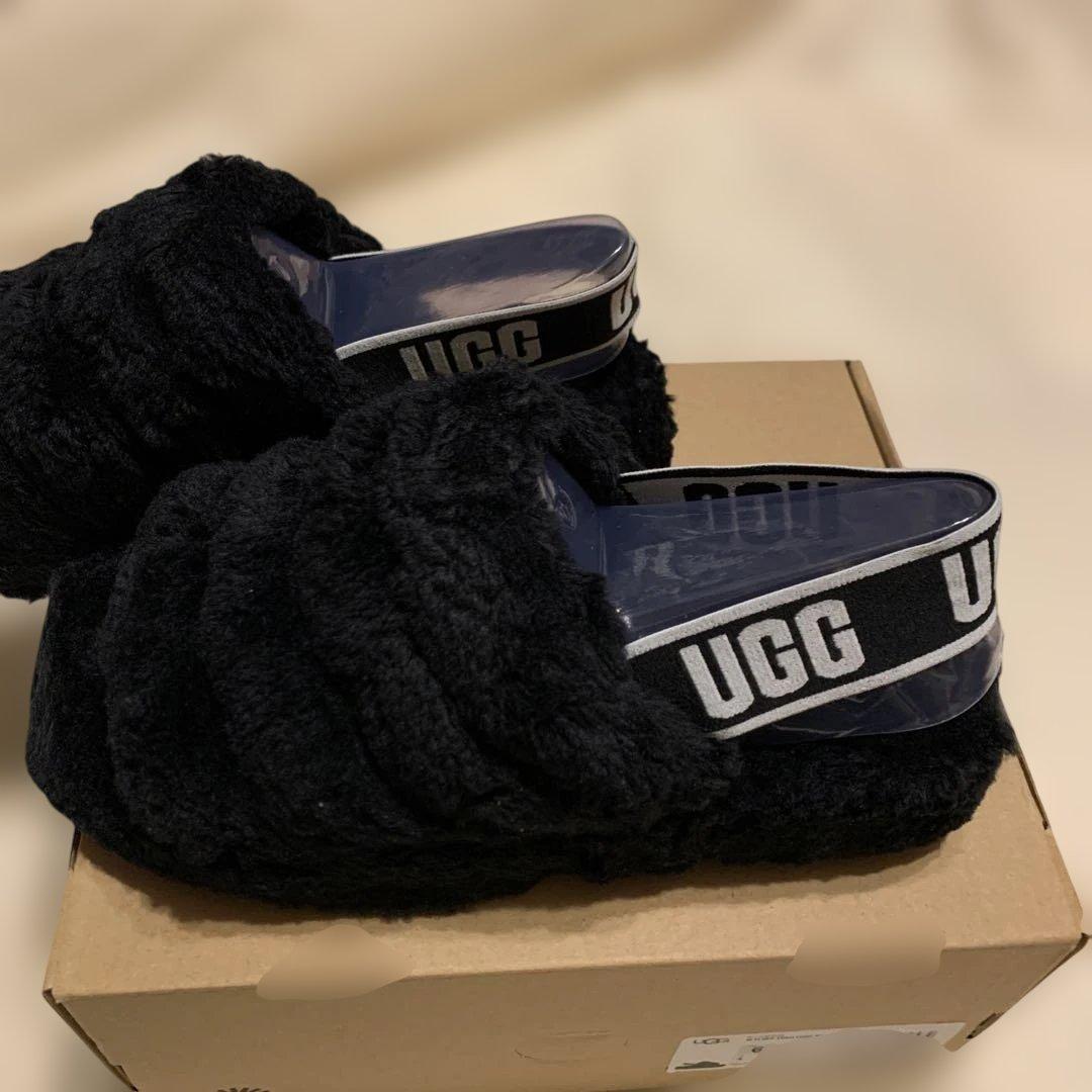 UGG ブラック ファーサンダル23cm
