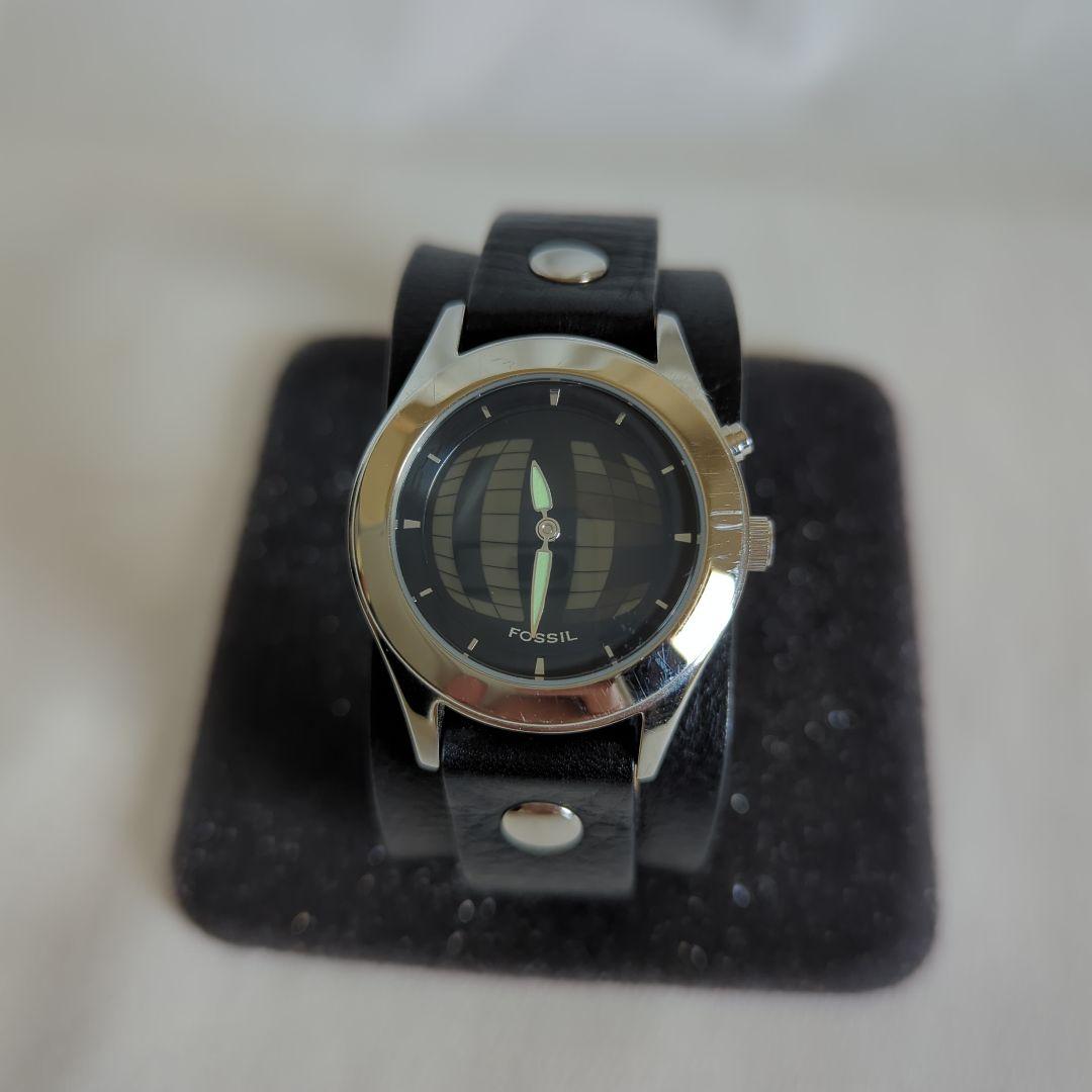 フォッシルFOSSIL BIG TIC腕時計レザーブラック美品
