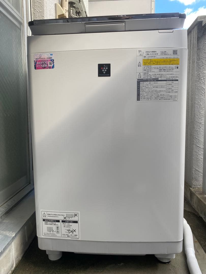 SHARP 乾燥機付き洗濯機　穴なし槽　プラズマクラスターES-PW11E-S