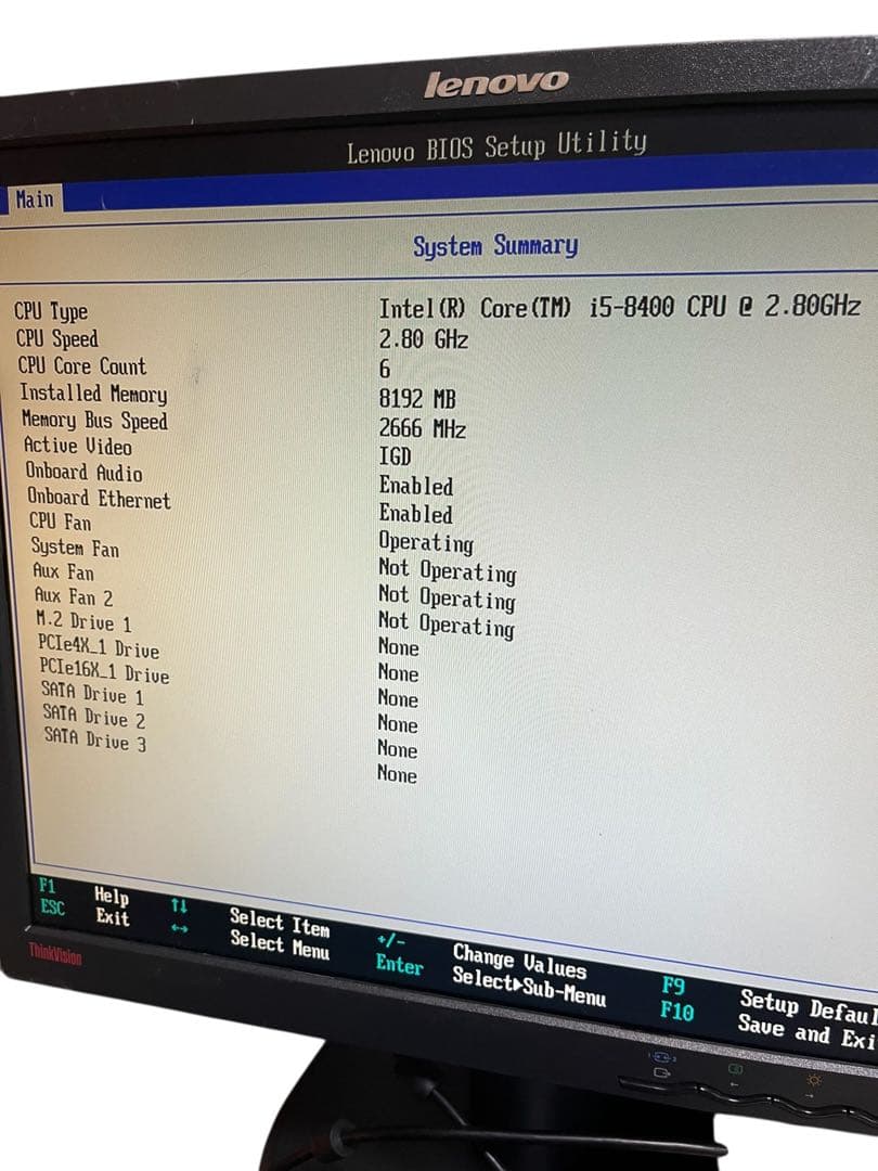 Lenovo M720s PC i5-8400T 8世代 メモリ8G SSD無し