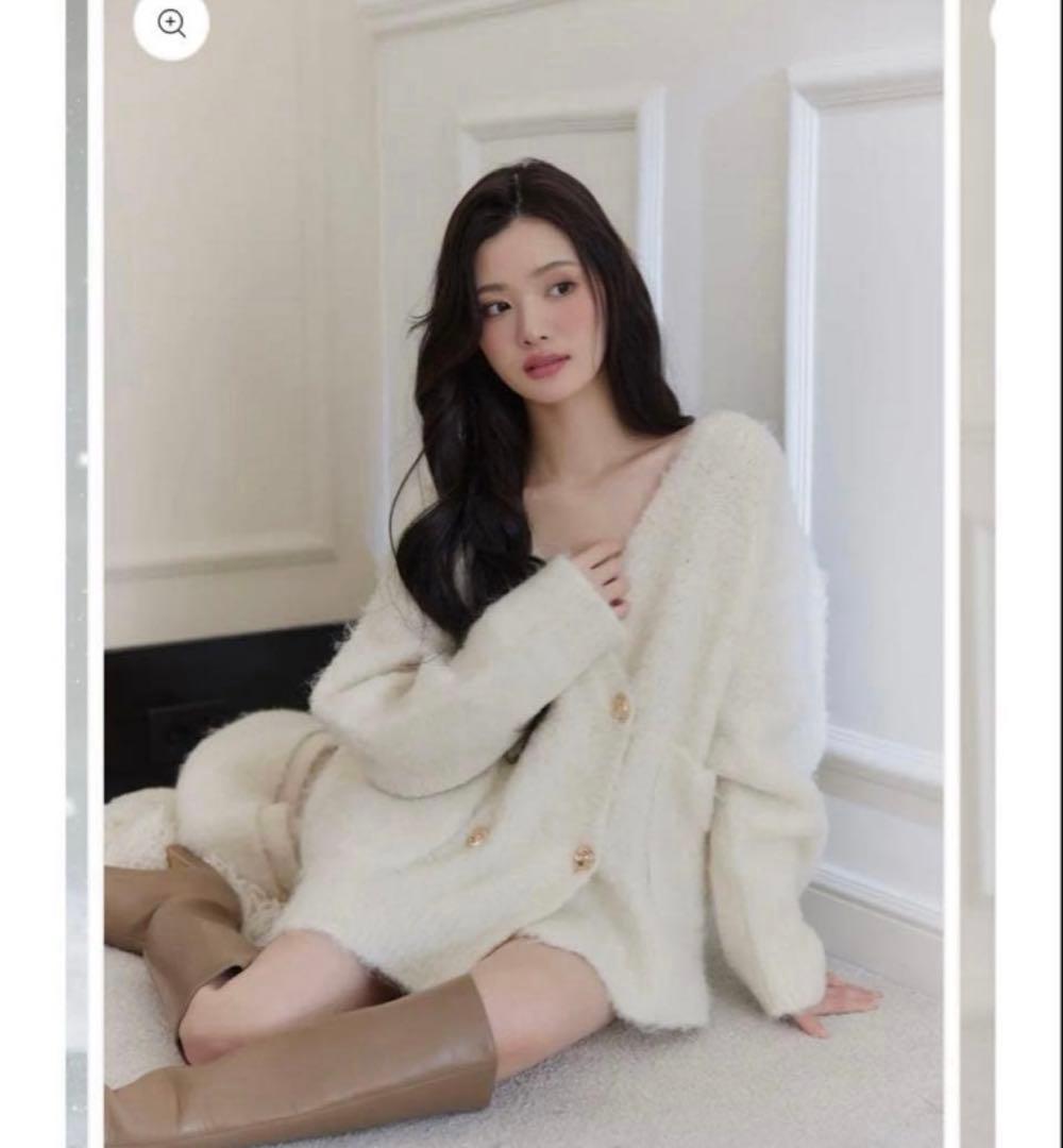 【polaura】ポローラ　マフラーセットオーバーサイズカーディガン