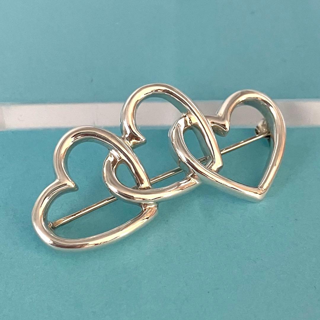 美品 TIFFANY＆Co ティファニー トリプル オープンハート ピンブローチ