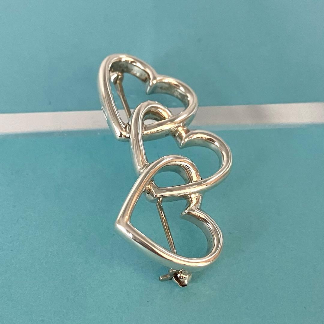 美品 TIFFANY＆Co ティファニー トリプル オープンハート ピンブローチ