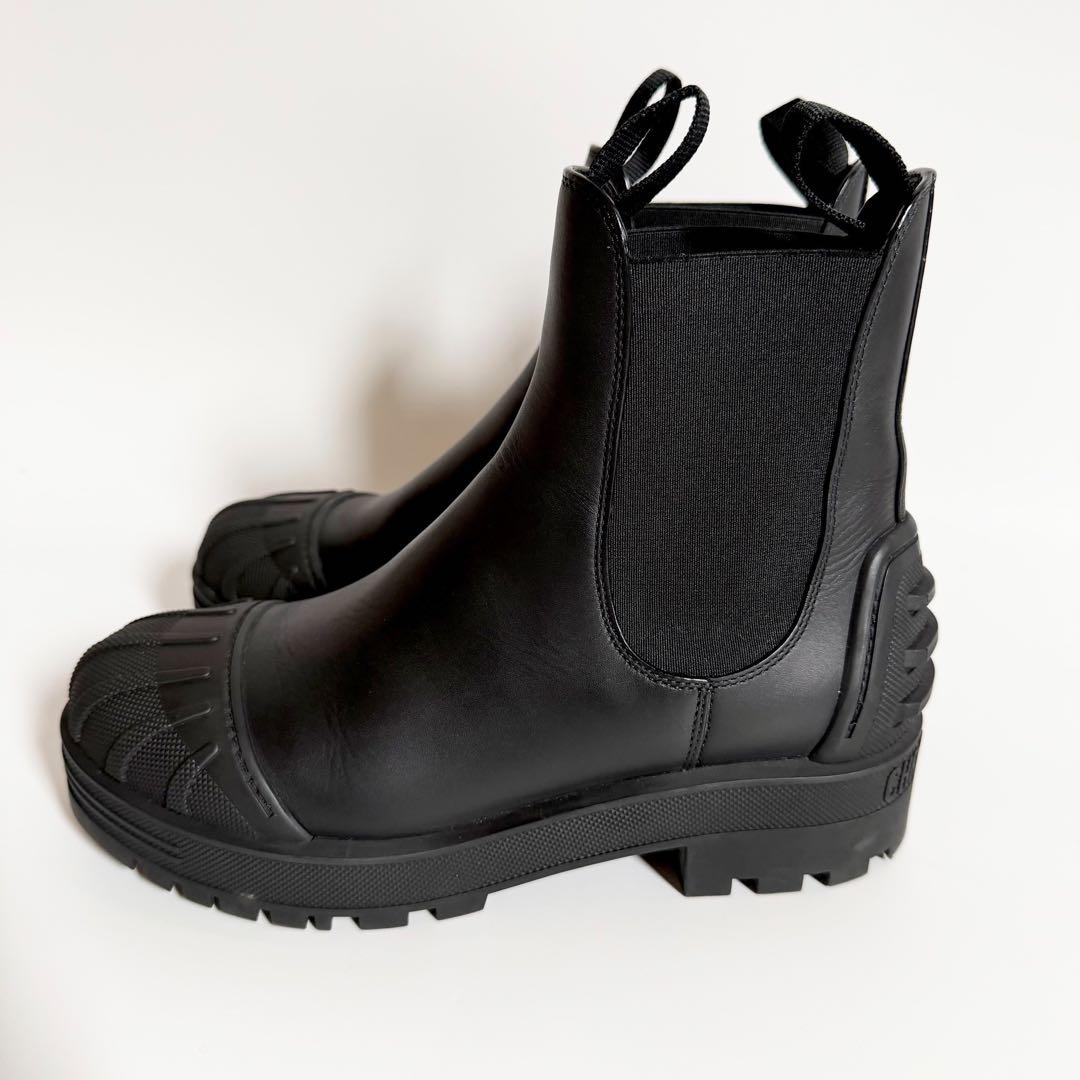 未使用級　ロゴ　厚底　DIOR チェルシーブーツ　サイドゴア　オールレザー