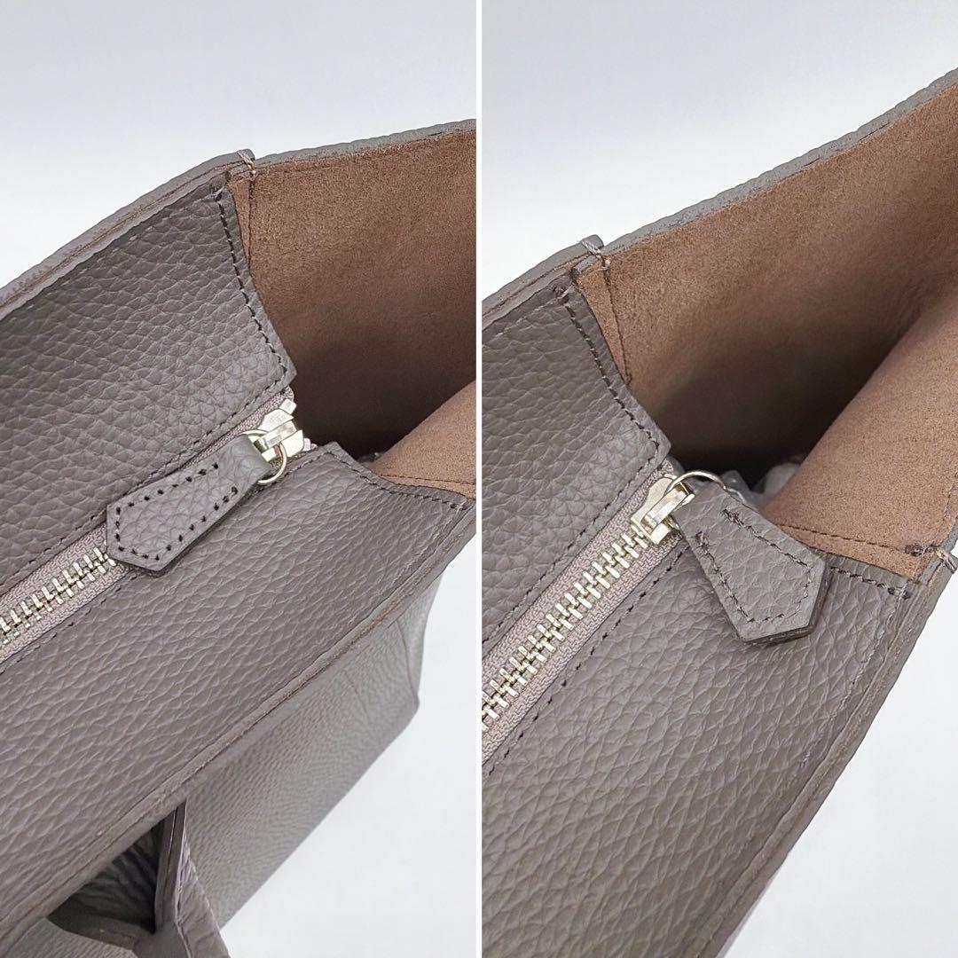 極美品【ユナイテッドアローズ】レザートートバッグ シボ革 大容量 zip仕様