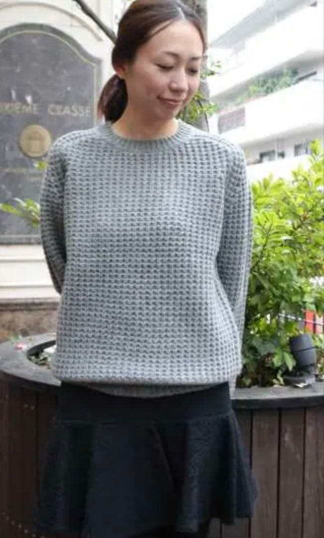 Deuxieme Classe バスケット編みクルーネックニット　コットンウール