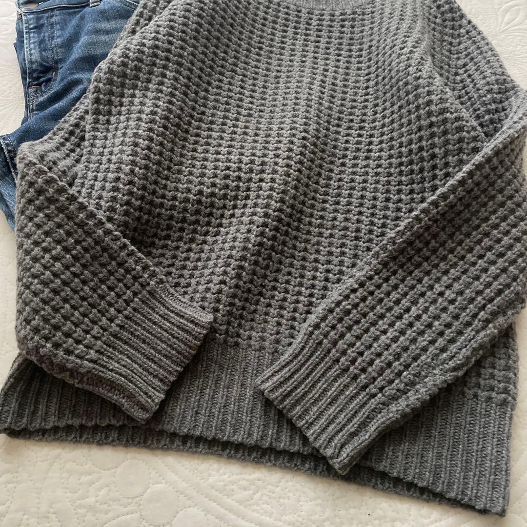 Deuxieme Classe バスケット編みクルーネックニット　コットンウール