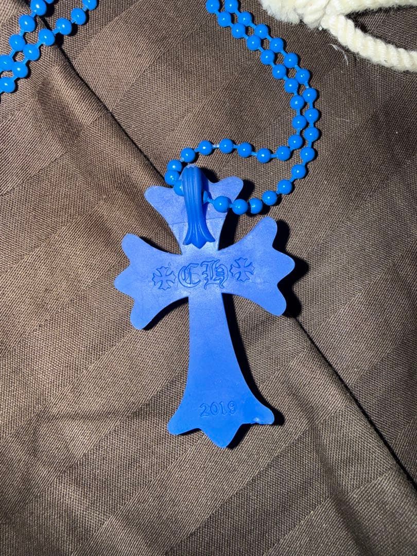 クロムハーツ クロス ネックレス ブルー　ラバーネックレス　美品　正規品