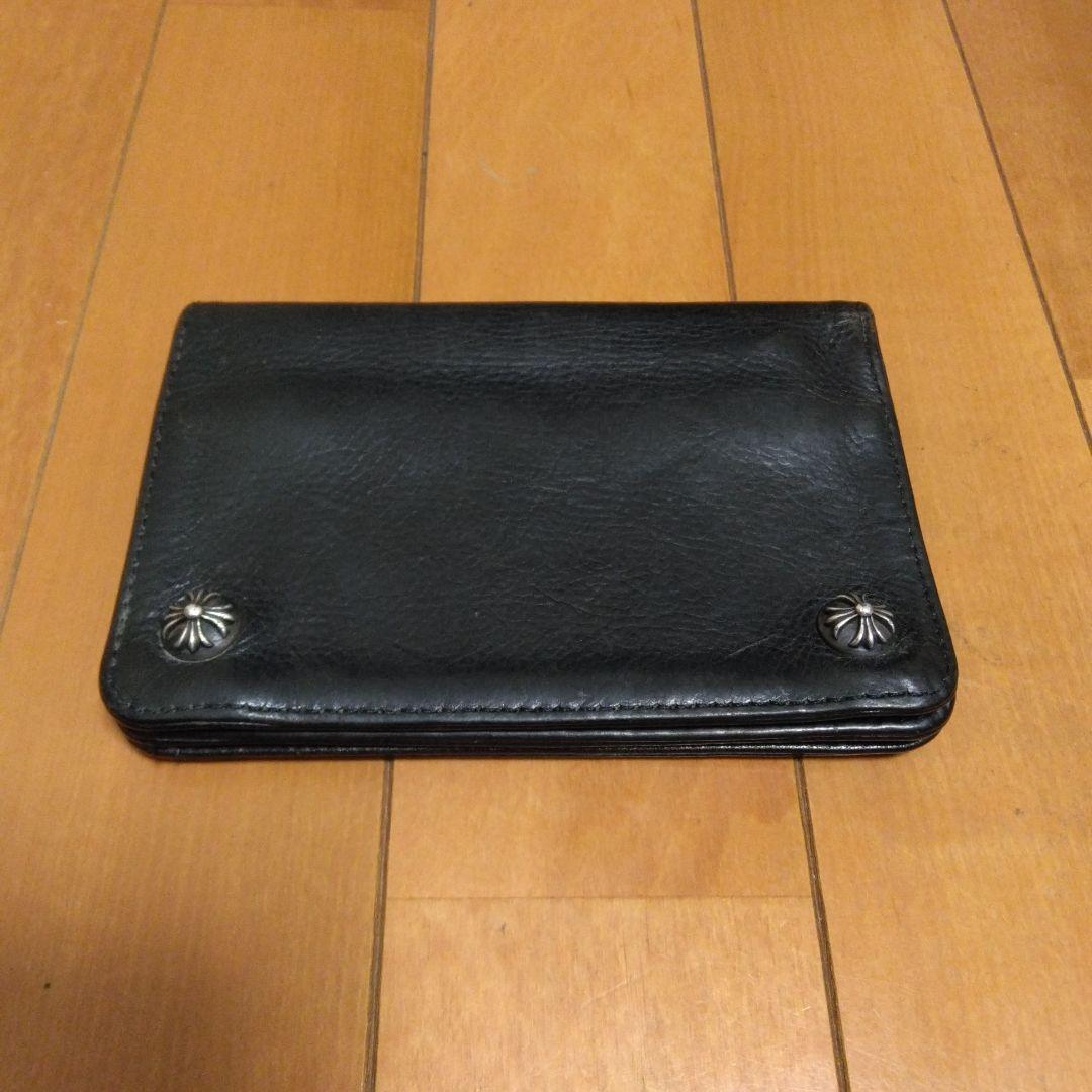 【クロムハーツ】 ブラックレザー 2ジップ　折り財布　修理補填確認書付