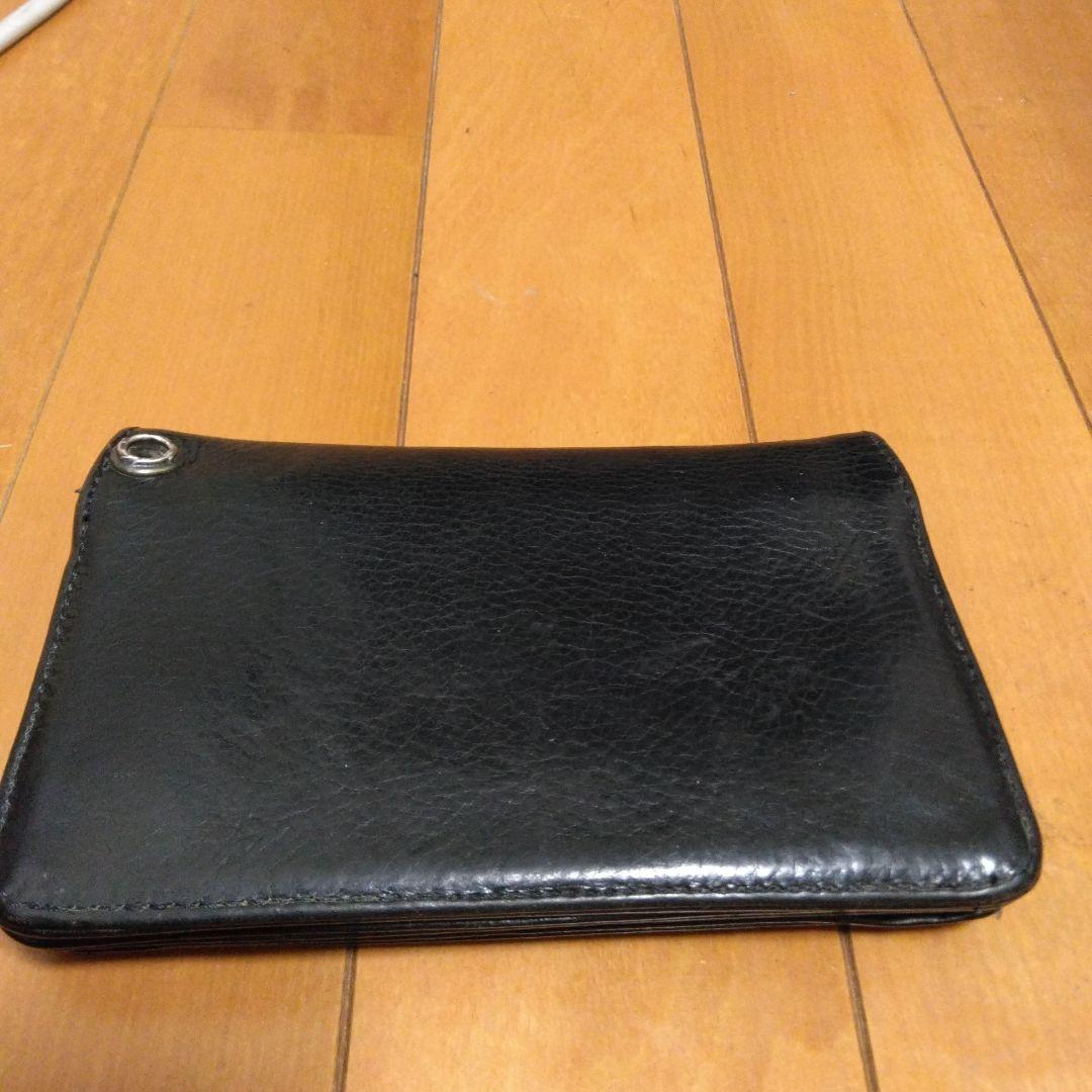 【クロムハーツ】 ブラックレザー 2ジップ　折り財布　修理補填確認書付