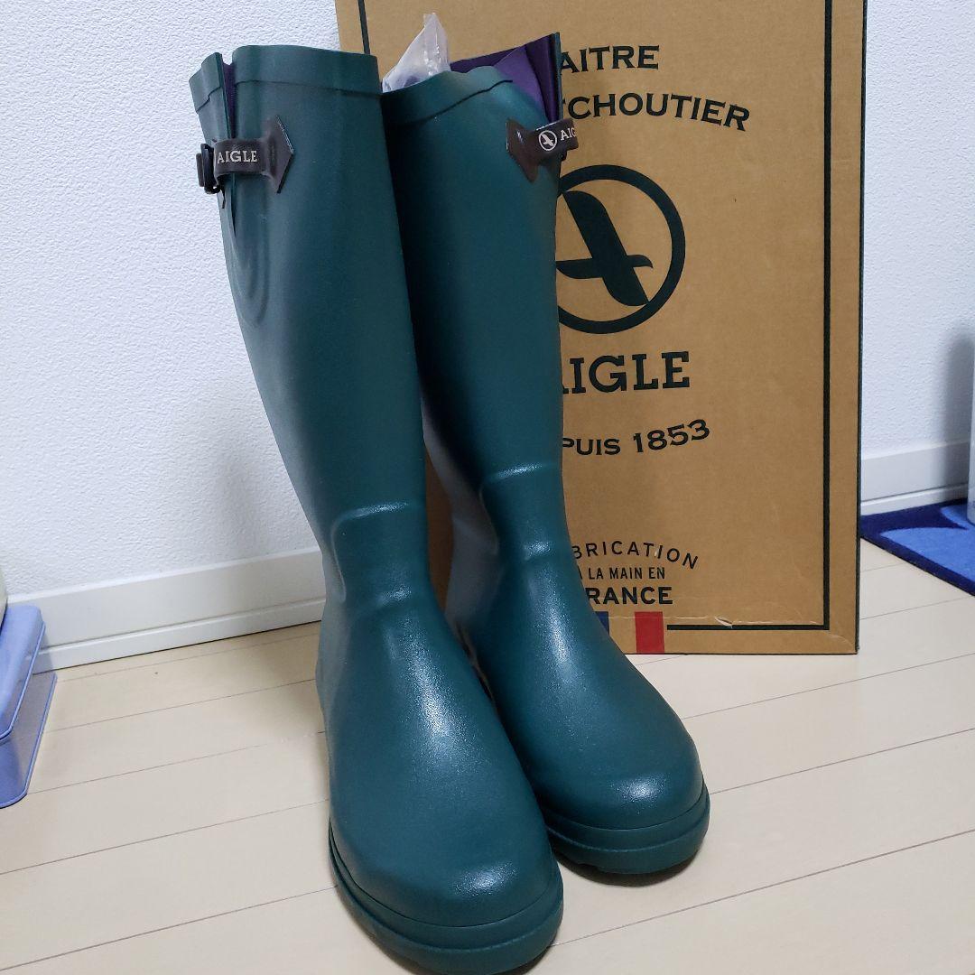 【新品未使用】AIGLE エーグル　ダークグリーン 長靴24.5cm