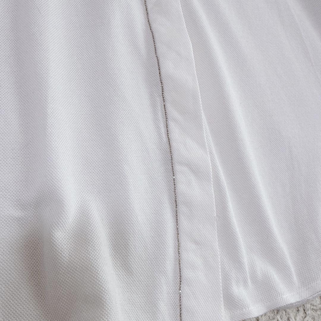 ファビアナフィリッピ　装飾シャツブラウス　白エンボス生地