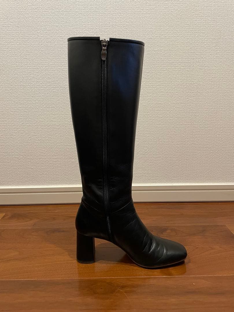 DIANA 履き心地にもこだわった！スクエアトゥロングブーツ ブラック 23cm