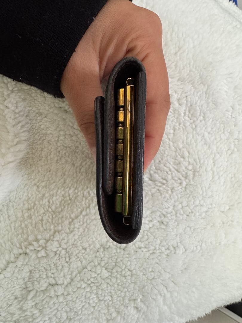 ダミエパターン ブラウンレザーキーケース