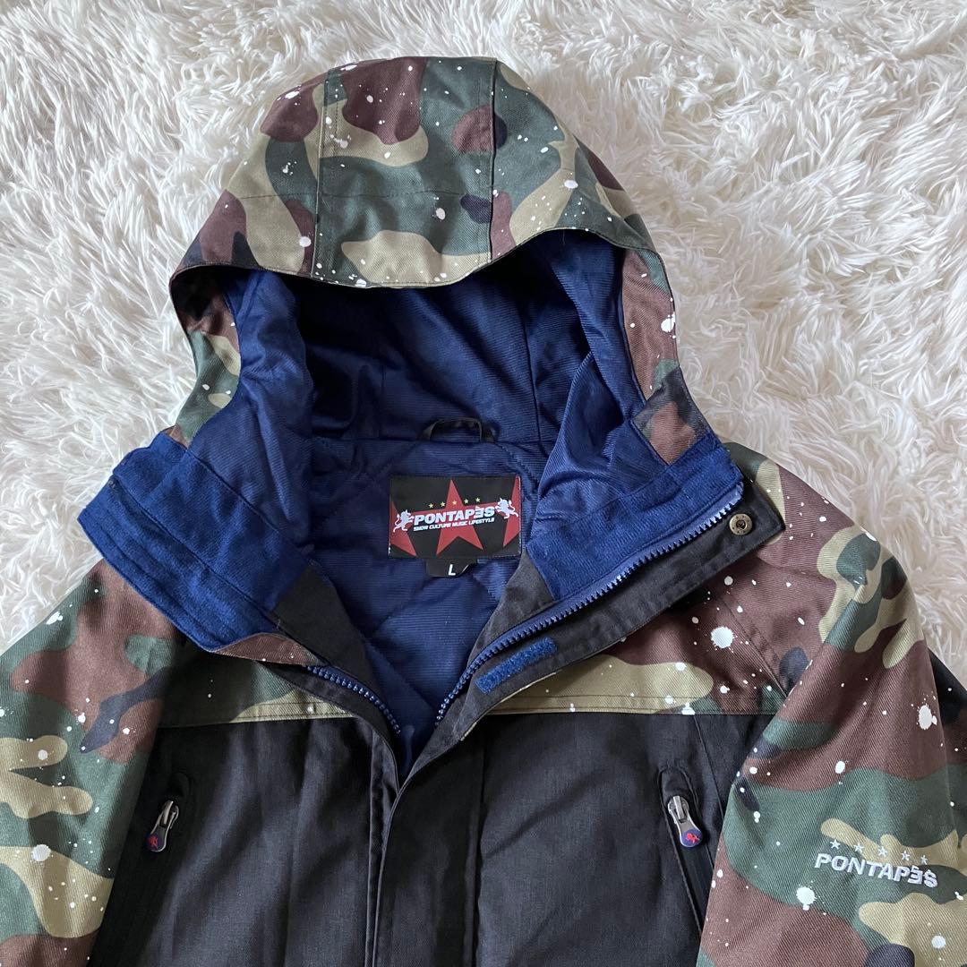 #E8✨美品PONTAPES✨スキー スノボ ウェア 上下 メンズL カモフラ