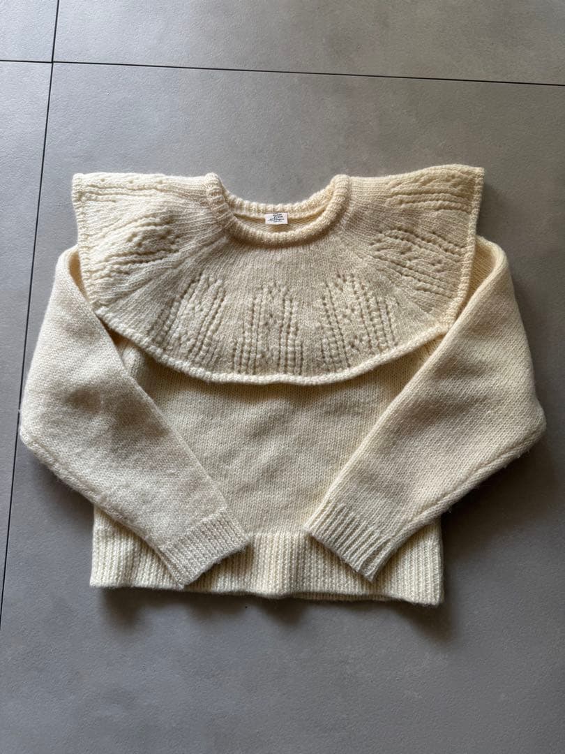 1/3Wool 透かし編みケープ襟プルオーバー