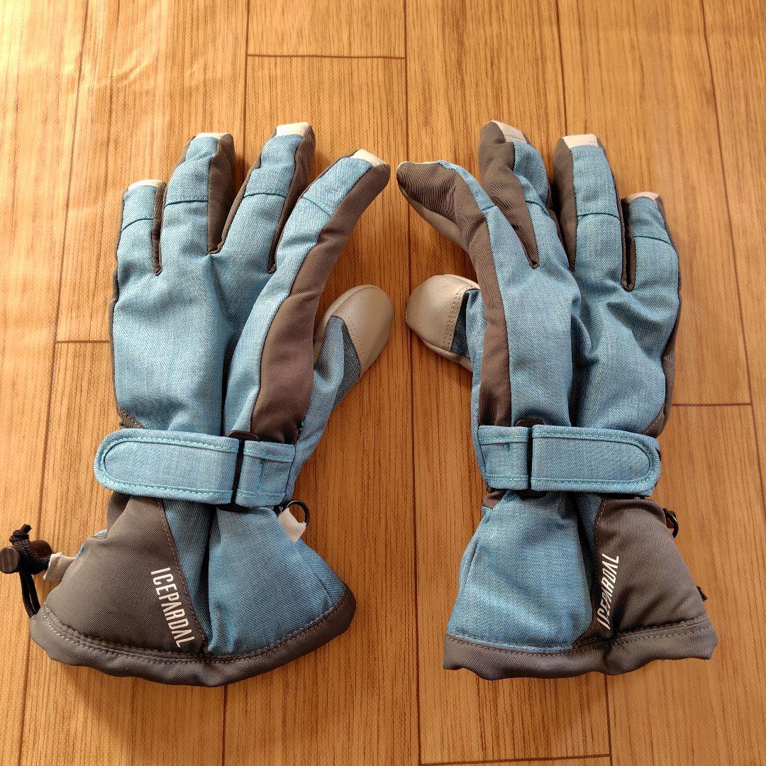 ICEPARDAL スキーウェア　上下セット 黒 水色 手袋付き