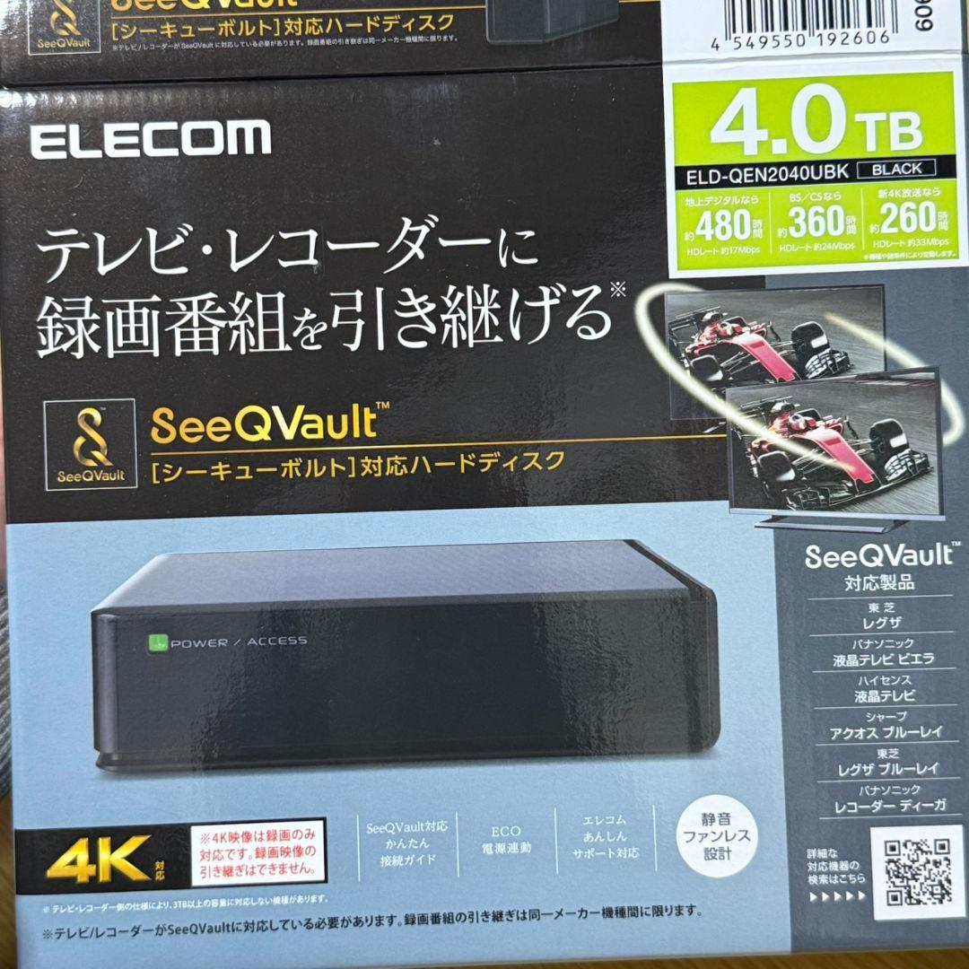 エレコム HDD 外付けハードディスク 4TB ELD-QEN2040UBK