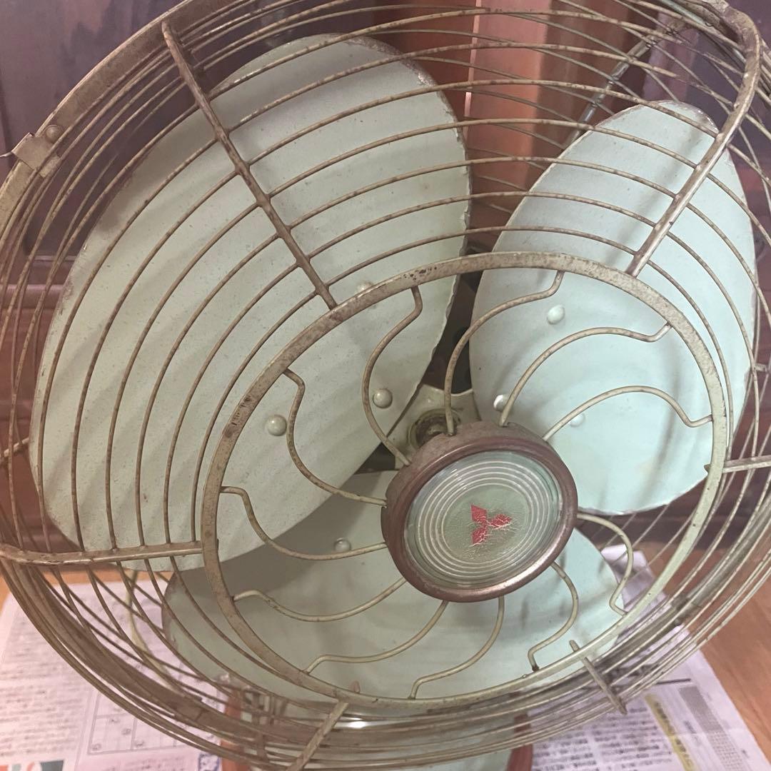 扇風機　昭和レトロ　オブジェ　ヴィンテージ　三菱　シャビー　緑　レトロポップ