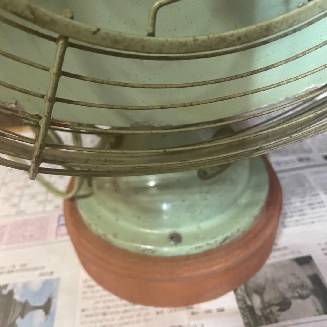 扇風機　昭和レトロ　オブジェ　ヴィンテージ　三菱　シャビー　緑　レトロポップ