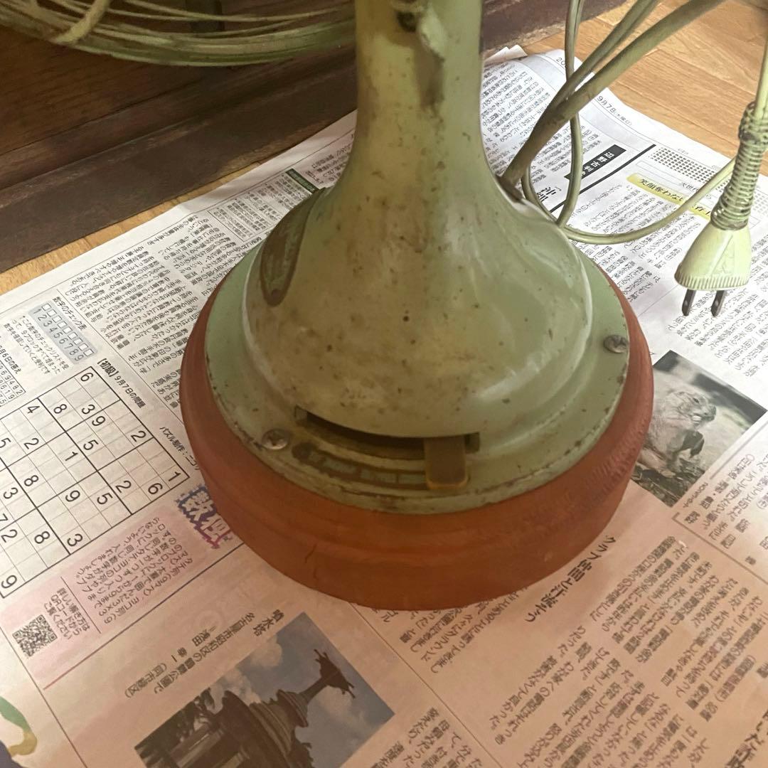 扇風機　昭和レトロ　オブジェ　ヴィンテージ　三菱　シャビー　緑　レトロポップ