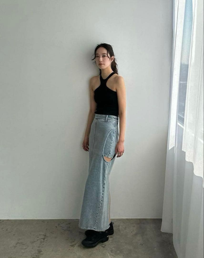 パンツ CLANE CIRCLE CUT LAYERED DENIM SKIRT