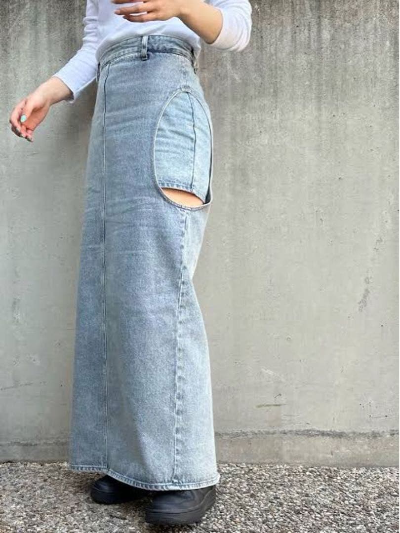 パンツ CLANE CIRCLE CUT LAYERED DENIM SKIRT