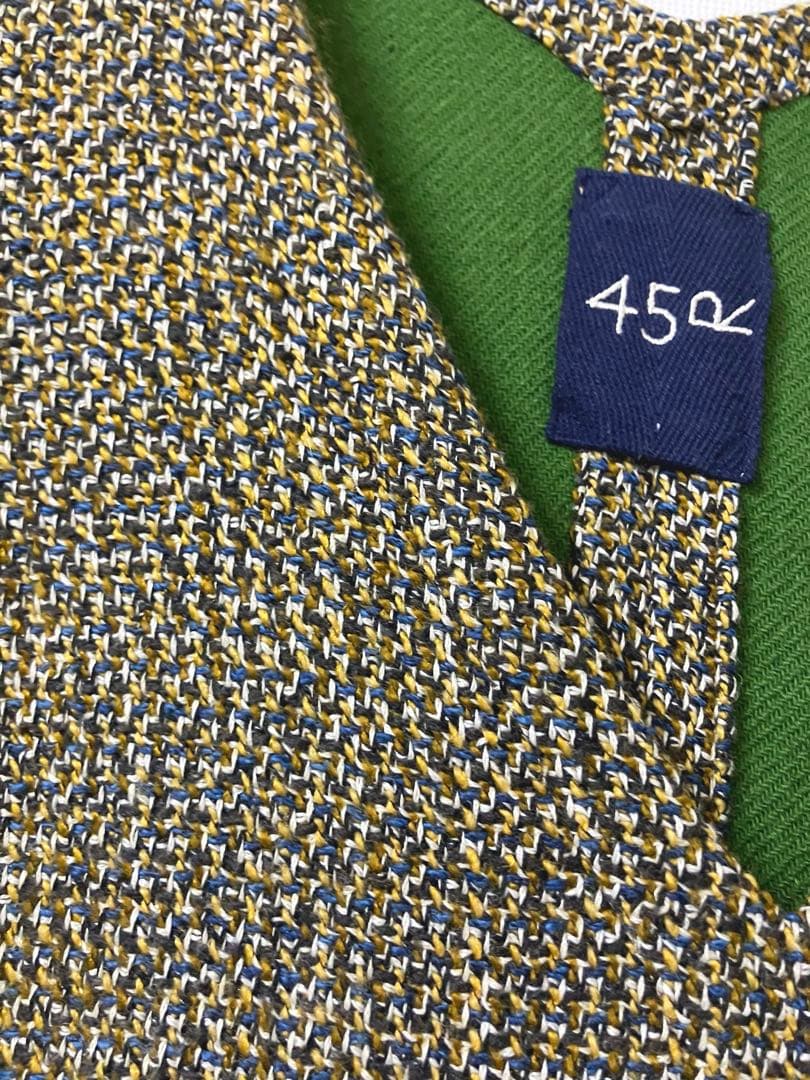 45R★アーミッシュツイードのワンピース★緑系2