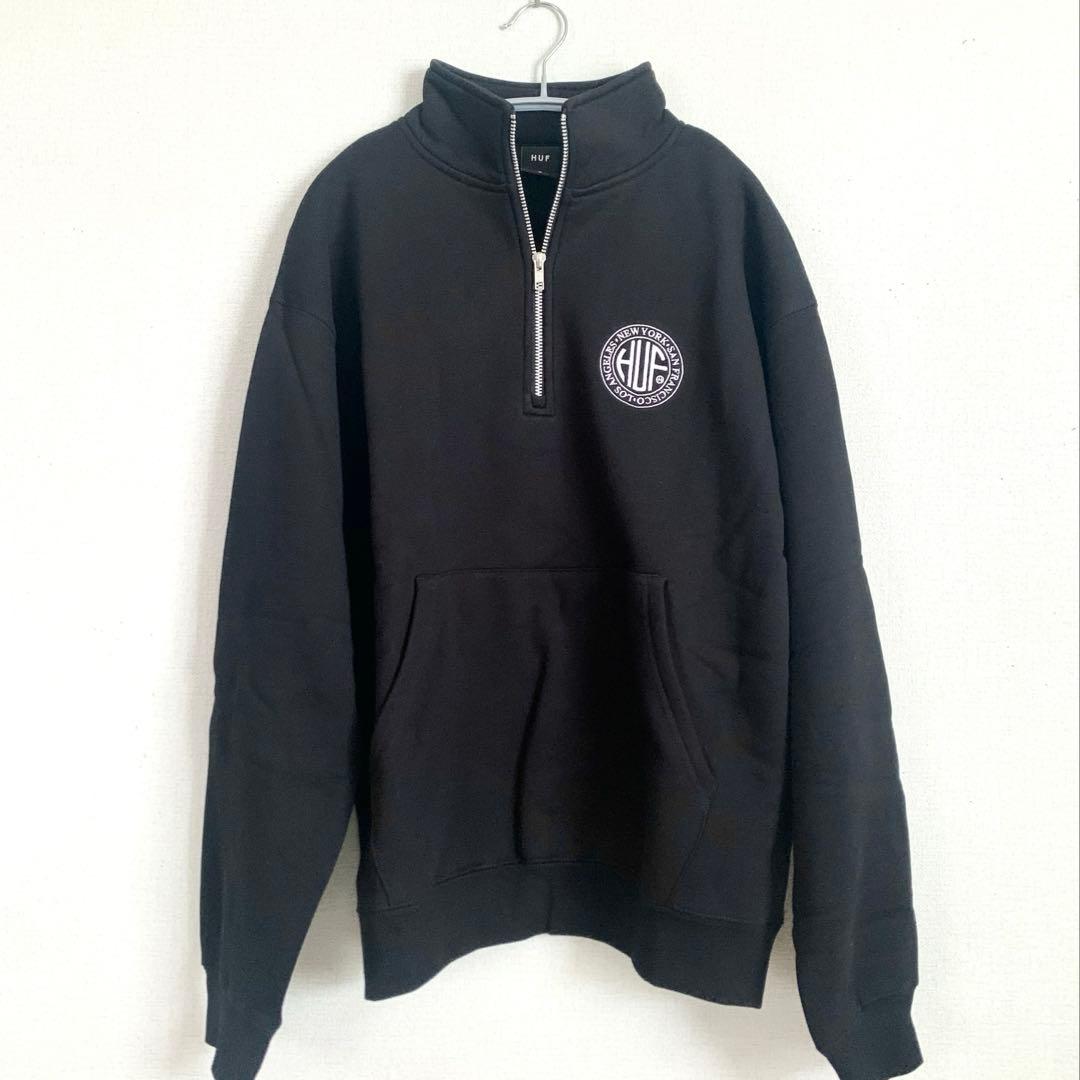 レア品⭐︎HUF ハフ ハーフジップ スウェット トレーナー ブラック　M