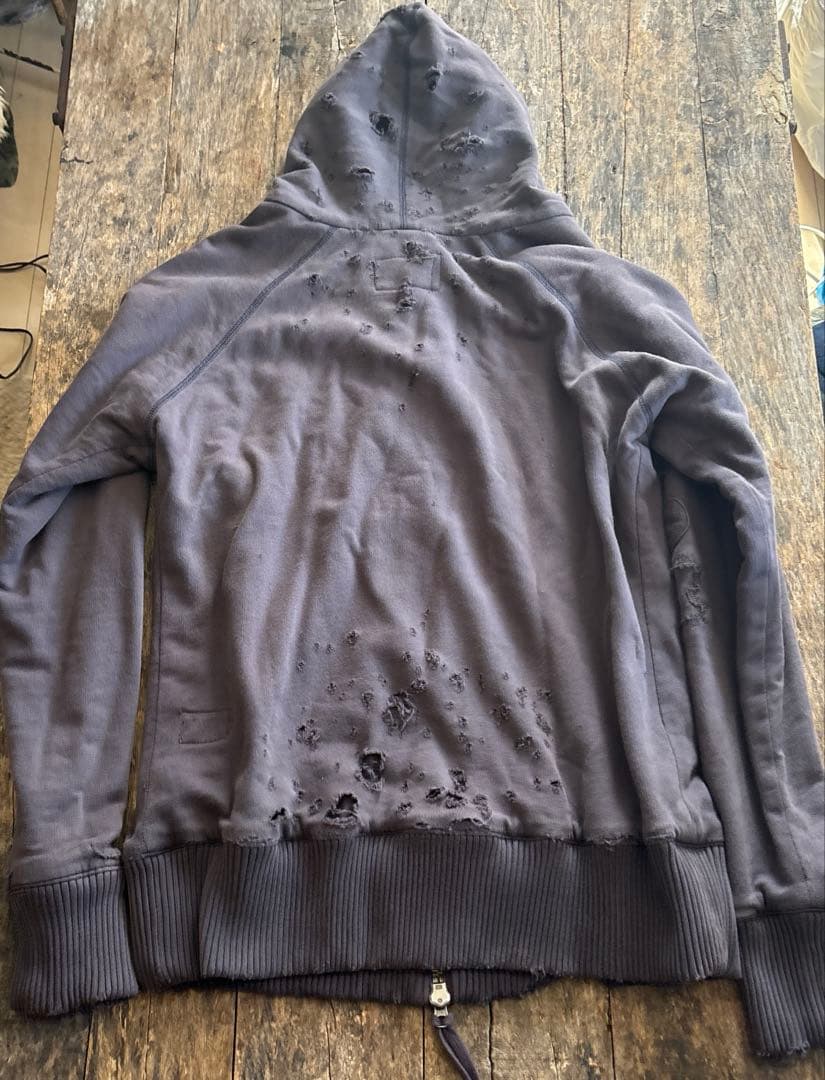 グレッグローレン スウェット　ダメージ加工パーカー 襤褸　ビンテージ　グレー