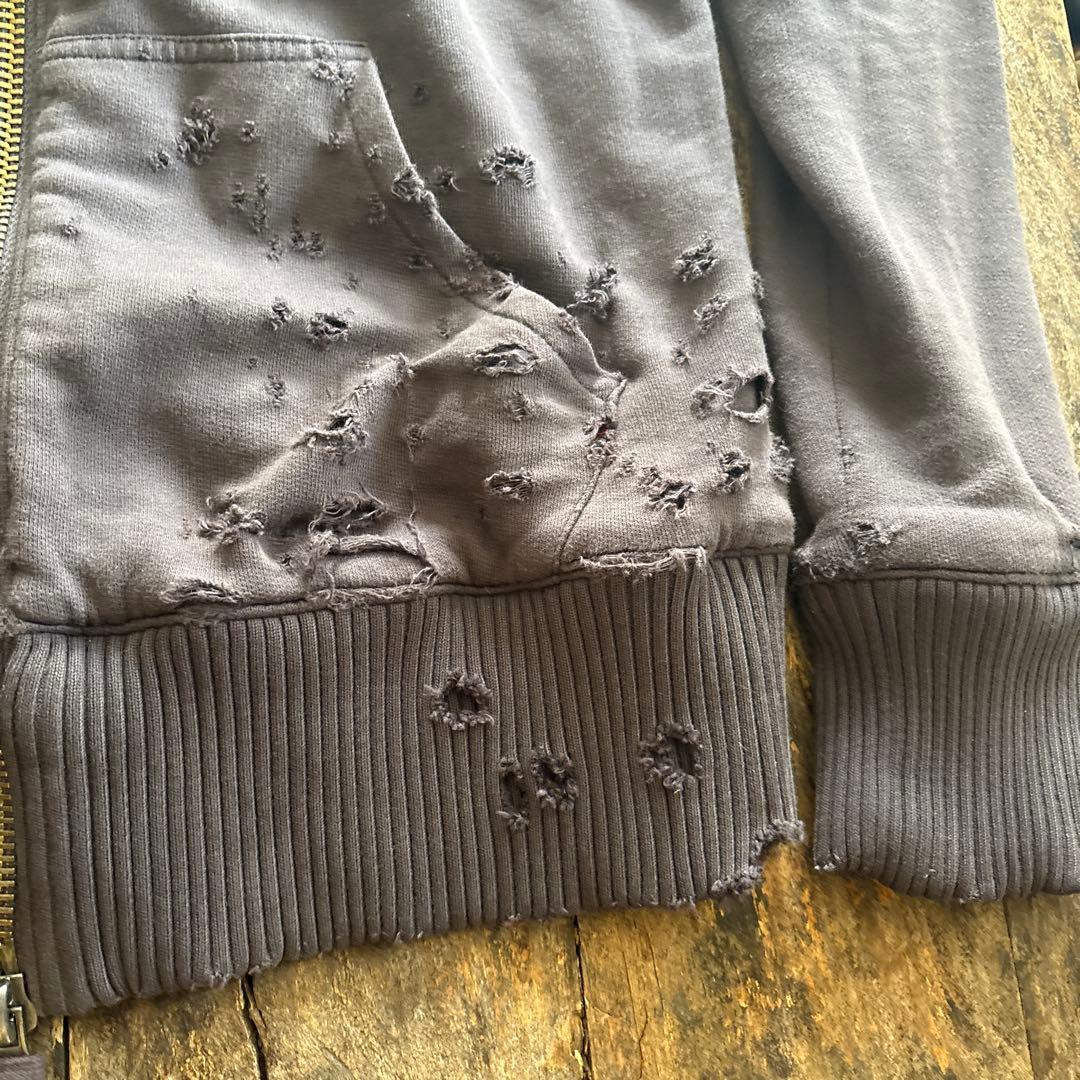 グレッグローレン スウェット　ダメージ加工パーカー 襤褸　ビンテージ　グレー