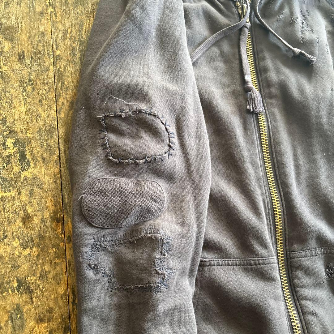 グレッグローレン スウェット　ダメージ加工パーカー 襤褸　ビンテージ　グレー