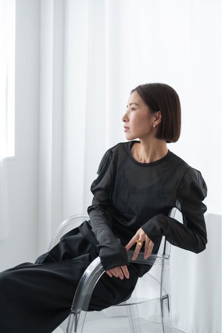 トップス roughlow Edge Sheer Tops(black