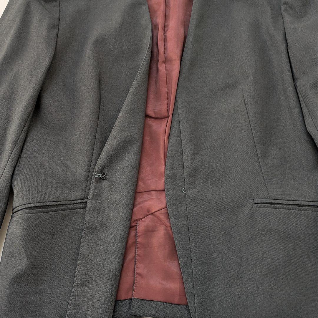 【美品 40】グリーンレーベルリラクシング カチリラ ノーカラー パンツ スーツ